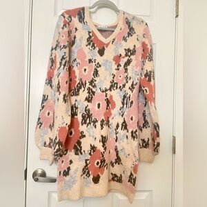 Floral Knit Sweater Dress